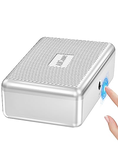 AICase Tresor mit biometrischer Fingerabdruckerkennung für unterwegs und zu Hause, Tragbare Sicherheitsbox mit Fingerprint und Morse-Code; Geldkassette, safe deposit box; Silber von AICase
