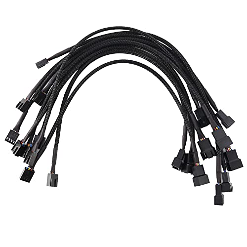 Mdnncdje 10 StüCk 4 Pin PWM LüFter VerläNgerung Kabel Anschluss GehäUse Stecker Buchse VerläNgerung Kabel Kompatibel mit 4 Pin / 3 Pin LüFter von Compasty