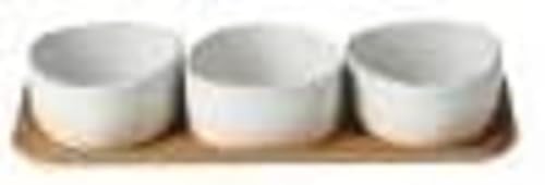 RAW Crafted – 3 x Organic Bowls on Teakwood Board – Arctic White (16040) von AIDA