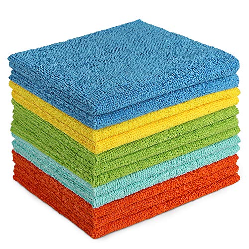 AIDEA 12 Stück Mikrofaser-Reinigungstücher, Reinigungstücher für den Haushalt, weich, saugfähig, fusselfrei, für Haus, Küche, Auto, Zentren und Fenster, 30 x 30 cm von AIDEA