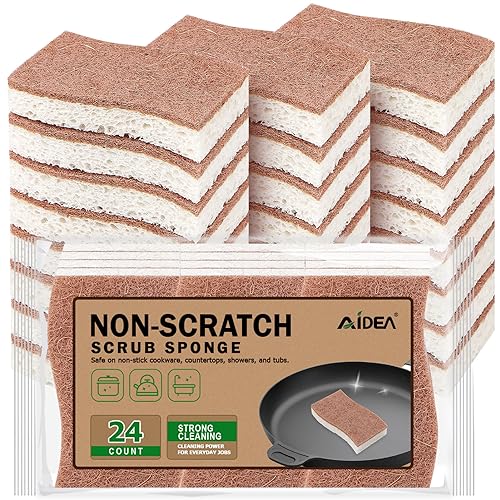 AIDEA Kratzfester Scheuerschwamm, 24 Stück, natürliche Schwämme für antihaftbeschichtetes Kochgeschirr, Küchenschwämme, Zellulose-Schwämme für Geschirr, Reinigungsschwamm für Küche, Bad, Haushalt AIDEA Kratzfester Scheuerschwamm, 24 Stück, natürliche Schwämme für antihaftbeschichtetes Kochgeschirr, Küchenschwämme, Zellulose-Schwämme für Geschirr, Reinigungsschwamm für Küche, Bad, Haushalt von AIDEA