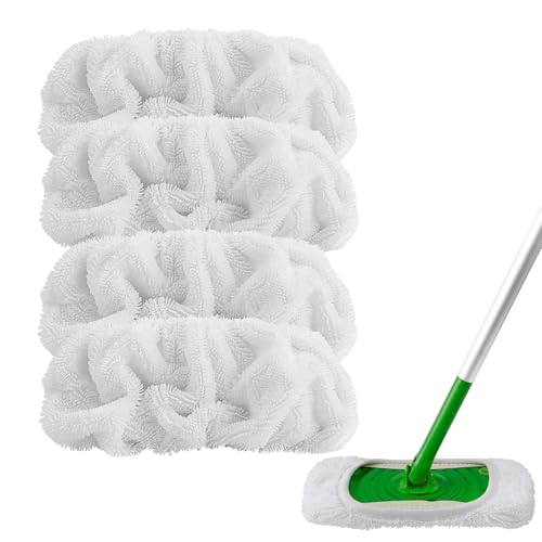 AIDEA Wiederverwendbare Mikrofaser-Mopp-Nachfüllpads 4 Stück,kompatibel mit Flash Speedmop, maschinenwaschbare Bodenwischer-Pad-Nachfüllungen, 4 Wiederverwendbaren Tüchern für Swiffer Sweeper Mop von AIDEA
