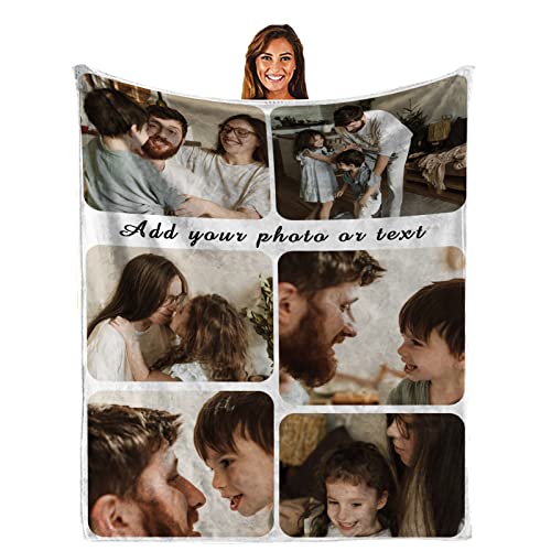 AIDEHUA Personalisierte Fotocollage Fleece Decken Werfen mit Text - Super Weich Kuscheldecke Fotodecke Flanell Decke Geburtstag Hochzeit Geschenke für Kinder Erwachsene oder Haustiere (6 Fotos) von AIDEHUA