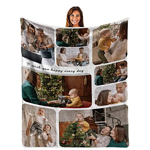 AIDEHUA Personalisierte Fotocollage Fleece Decken Werfen mit Text - Super Weich Kuscheldecke Fotodecke Flanell Decke Geburtstag Hochzeit Geschenke für Kinder Erwachsene oder Haustiere (9 Fotos) von AIDEHUA