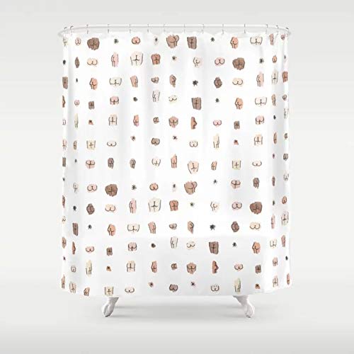 AIDEMEI Butts Duschvorhang Wasserdichter Polyester Stoff Badezimmer Dekor Lustiges Muster Bedruckter Duschvorhang Mit 12 Haken 180X180Cm von AIDEMEI