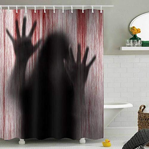 AIDEMEI Duschvorhang Halloween Horror Psycho Bloody Hands Badezimmer Bad Duschvorhänge Dekor Geschenk Wasserdichtes Polyester Badezimmer 180X180Cm von AIDEMEI