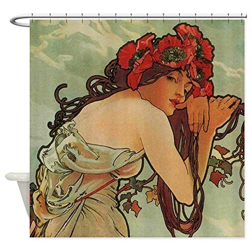 AIDEMEI Sommer Von Mucha Dekorative Stoff Bad Polyester Duschvorhang 180X180Cm von AIDEMEI