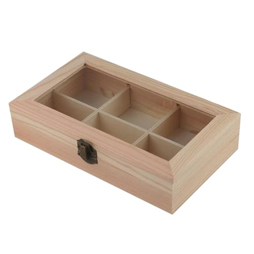 AIDIRui Vitrine aus Holz, für Tee, Kaffee, Aufbewahrungsbox, Aufbewahrungsbox, 6 Fächer, Holz + Glas, 1 Stück von AIDIRui