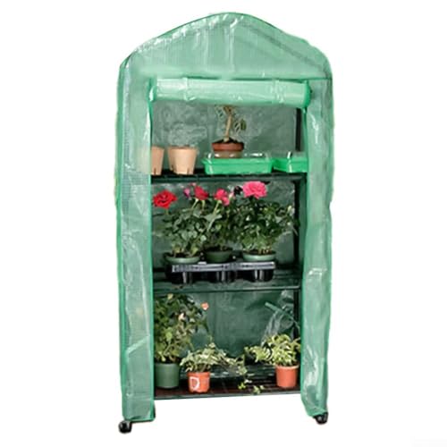 3-stufiges Mini-Kompaktgewächshaus mit PVC-Abdeckung für den Garten, zum Wachsen von Zimmerpflanzen, Obst und Gemüse(Green) von AIDNTBEO