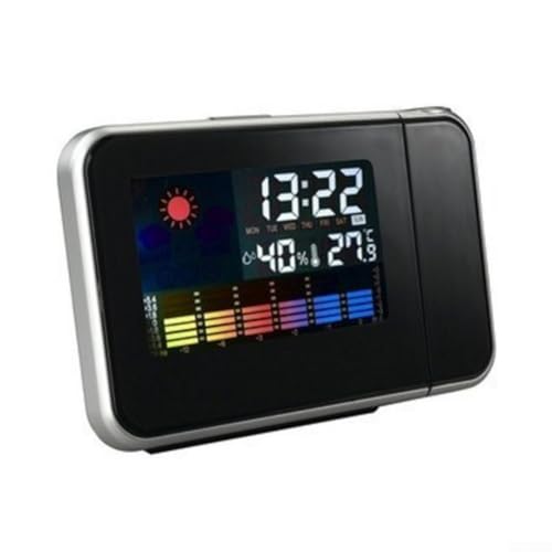 AIDNTBEO 8190 Projektionsuhr, LED-Farbbildschirm, Wettervorhersage, elektronische Uhr, Wetterstation, Projektionsuhr (schwarz) von AIDNTBEO