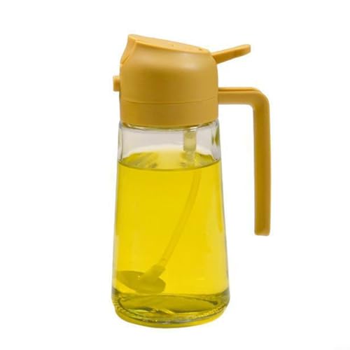 AIDNTBEO Ölsprühflasche aus Glas, für Haushalt, Küche, Ausgießer, Ölsprühflasche, 2-in-1, Öl-Essig-Spender, 470 ml (gelb) von AIDNTBEO