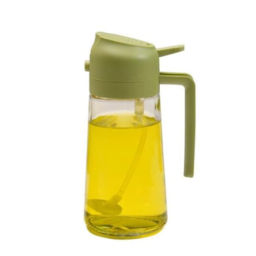 AIDNTBEO Ölsprühflasche aus Glas, für Haushalt, Küche, Ausgießer, Ölsprühflasche, 2-in-1, Öl-Essig-Flasche, Spender, 470 ml, Grün von AIDNTBEO