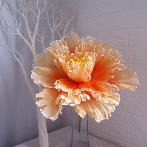 AIDNTBEO Große künstliche Pfingstrosen, Hochzeitsblumen, Requisiten, Leinenblume, echte Seidenblumen für Hochzeit, Zuhause, Party, 30 cm (orange) von AIDNTBEO