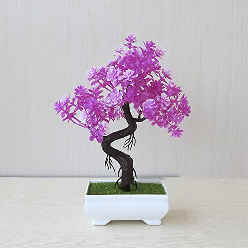 AIDNTBEO Künstliche Pflanze Bonsai Kunststoff Baum Blumen, Kunstblumen Topfpflanze Bonsai für Büro Zimmer Tischdekoration, Lila Rosa von AIDNTBEO