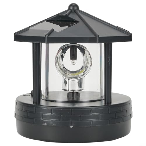 AIDNTBEO LED Solar Leuchtturm Garten Rasen Licht, 360 Grad Rotierende Schnellladung Wasserdicht ABS Material Neujahr Outdoor Decor (schwarz) von AIDNTBEO