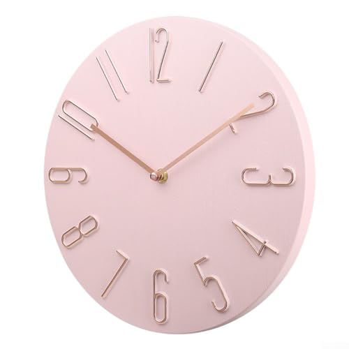 AIDNTBEO Wanduhr, 30,5 cm, leicht, luxuriös, kreative Uhr, Wohnzimmer, modern, stumm, Quarzuhr, minimalistisch, analog, Quarz-Wanduhr (Rosa) von AIDNTBEO