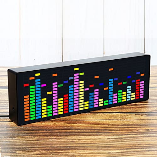 RGB Sprachaktiviertes Tonabnehmer-Rhythmus-Licht, LED-Musik-Audio-Spektrum-Anzeige, VU-Meter, 84 Display-Effekte, wiederaufladbar, USB für Auto-Party, B von AIDNTBEO
