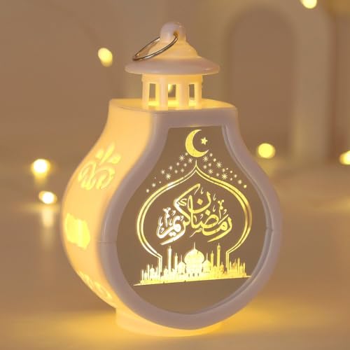 AIDNTBEO Ramadan Kareem Dekoration 2024 LED-Laterne, Eid-Mubarak-Ornamente, Ramadan-Festival, Lernideen, Umgebungslichter (weiß), 1106081793 von AIDNTBEO