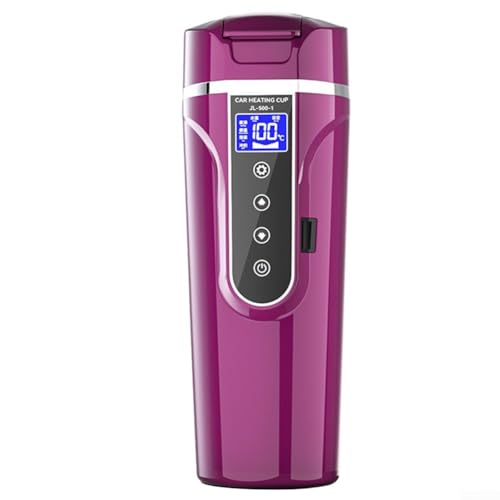 Reise-Wasserkocher für Auto, Auto-Heizbecher, 12 V/24 V, mit Temperaturkontrolle, intelligenter digitaler Edelstahl, tragbar (lila) von AIDNTBEO