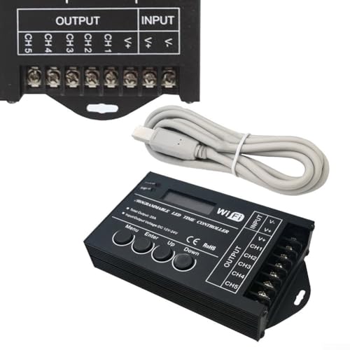 TC421 Timer-Controller, WiFi-fähig, 5-Kanal-Ausgang, kompatibel mit DC12 24 V LED-Leuchten 150 * 78,5 * 26mm von AIDNTBEO