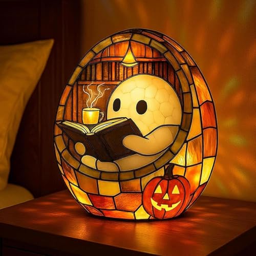 AIDODIA Geister-Lesebuchlampe, Ghost Reading Book Light, Farbwechselndes Led Dekorations- Und Leselicht In Geistform FüR Halloween, Halloween-Dekoration FüR Leser Und BüCherliebhaber (Klein 15cm) von AIDODIA