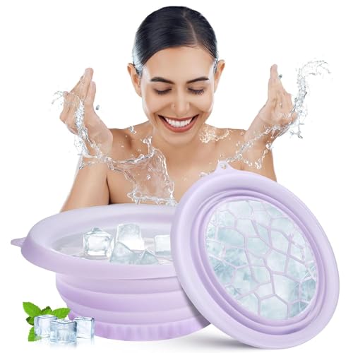 Face Ice Bath Bowl- Gesichtsschale FüR Eis Mit Integrierter EiswüRfelschale, Faltbares Silikon -Eisbad Gesicht Artifact, Face Ice Bath Water Chiller For Soothe Skin, Reduce Puffiness, Pore Shrinking von AIDODIA