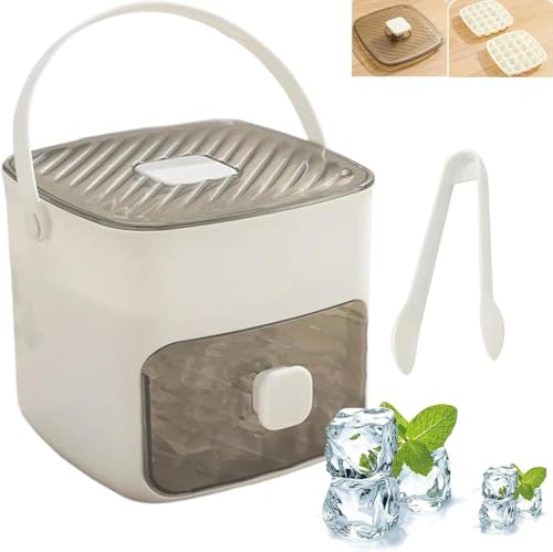 Ice Cube Maker- EiswüRfelmaschine Klein, 48 Ice Cube Tray - EiswüRfelbox Mit Schublade Und AufbewahrungsbehäLter, EiswüRfelbereiter- FüR Kaffee-Cocktails Und Saft, Ideal FüR Home Kitchen (Weiß) von AIDODIA