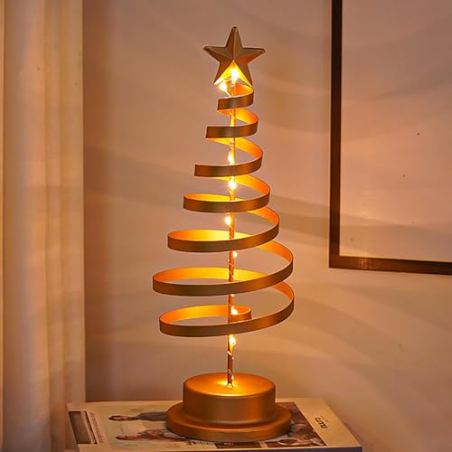 Künstlicher Weihnachtsbaum mit Beleuchtung, led Baum Weihnachtliche Tischdekoration, Tisch Weihnachtsbaum Christmas Tree, SpiralföRmige Weihnachtsbaumlampe Mit MetallstäNder (B) von AIDODIA