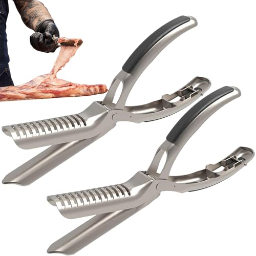 Rib Membrane Remover Tool -Edelstahl Rib Prep Tool, Rib Skinner Membran Entfernungswerkzeug Mit Comfort Grip Griffe- BBQ Rib Skinner, GeschirrspüLer Safe KüChe Gadget Utensilien FüR Grill ZubehöR(2) von AIDODIA
