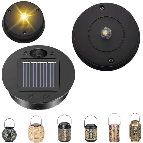 AIDODIA Solarleuchten Ersatzteile - 2er Solarleuchten Ersatz 7cm & 8cm-mit Top LED Warmweiß Licht, IP55 Wasserdicht Solar Ersatzdeckel ersatz solarmodul für gartenleuchte, Solarlaterne und DIY (7CM) von AIDODIA