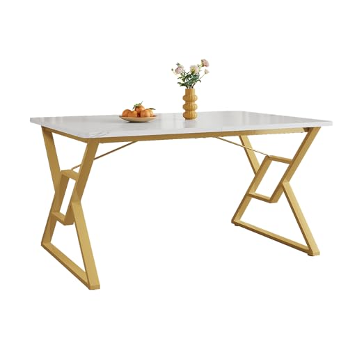 AIERSH 119x70cm Esstisch mit Goldfarbenen Metallbeinen - Moderner Küchentisch Marmoroptik & Höhenverstellbar für Esszimmer, Küche AIERSH 119x70cm Esstisch mit Goldfarbenen Metallbeinen - Moderner Küchentisch Marmoroptik & Höhenverstellbar für Esszimmer, Küche von AIERSH