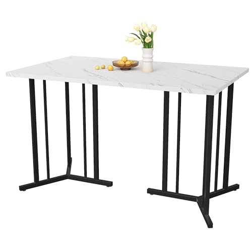 AIERSH 140x80 cm Esstisch mit Metallgestell - Weiß/Schwarz Modern Küchentisch Marmoroptik - Höhenverstellbare Füße für Esszimmer, Küche, Wohnbereich AIERSH 140x80 cm Esstisch mit Metallgestell - Weiß/Schwarz Modern Küchentisch Marmoroptik - Höhenverstellbare Füße für Esszimmer, Küche, Wohnbereich von AIERSH