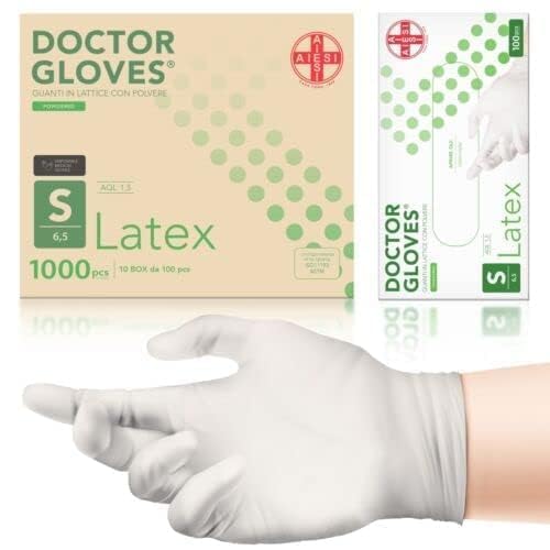 AIESI® Einweg-Latex handschuhe mit pulver für medizinische zwecke DOCTOR GLOVES (Packung mit 1000 stück) größe S von AIESI