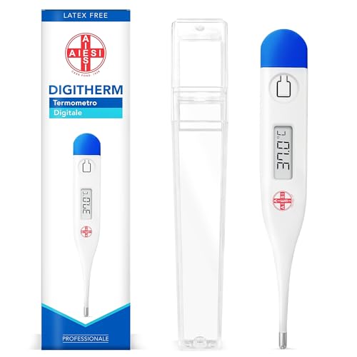 AIESI® Fieberthermometer Digitales professionelles bei erwachsenen und kinder DIGITHERM, Ergebnis in 1 MINUTE, 24 monate garantie von AIESI