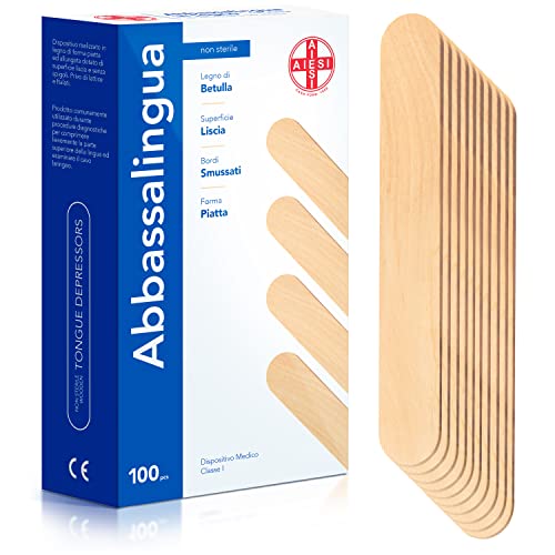 AIESI® Holzspatel Mundspatel Zungenspatel aus holz einweg NICHT STERIL (Packung mit 100 Stück) von AIESI