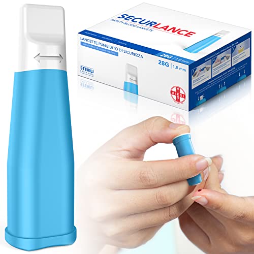 AIESI® Sterile Einweg-Lanzetten mit Sicherheitssystem und einziehbarer Edelstahlspitze nadel 28G SECURLANCE (Packung mit 100 stück) von AIESI