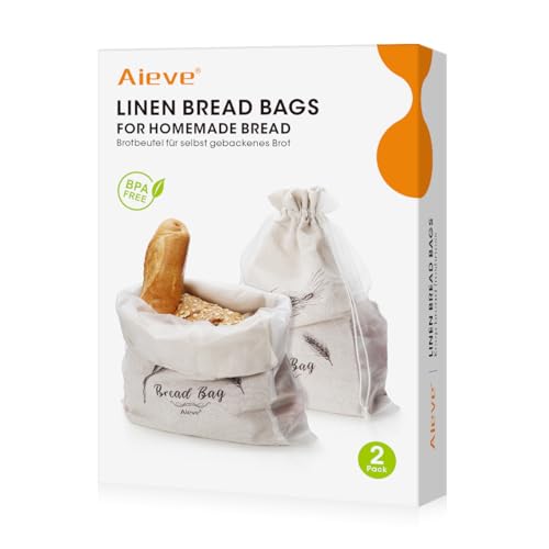 AIEVE 2er Set Brotbeutel Leinen Brot Aufbewahrung Brotsack zubehör Ca.35 x 46,5cm wiederverwendbar Brottasche Brötchenbeutel Bäckerleinen Frischhalten Leinenbeutel für Brot,Obst,Gemüse AIEVE 2er Set Brotbeutel Leinen Brot Aufbewahrung Brotsack zubehör Ca.35 x 46,5cm wiederverwendbar Brottasche Brötchenbeutel Bäckerleinen Frischhalten Leinenbeutel für Brot,Obst,Gemüse von AIEVE