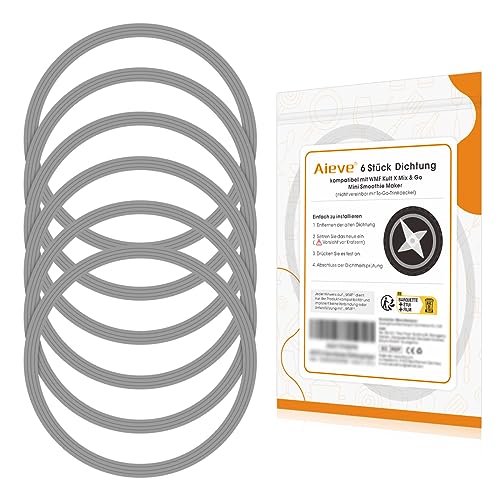 Aieve 6 Stk. Dichtungsring Gummidichtung Silikon Ersatzteil kompatibel mit WMF Kult X Mix & Go Mini Smoothie Maker Standmixer Ersatzdichtung Deckel (Nicht für To-Go-Trinkdecke& Schnellkochtopf, 6*6cm） von AIEVE