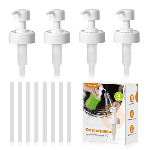 Aieve 4 Stück Dosierpumpe kompatibel mit 375 ml/440ml/500ml SodaStream Sirup, Sirupspender Dosierspender Zubehör für Verteilung von Sirup (inkl. 4 Pumpe und 8 Schläuche) Aieve 4 Stück Dosierpumpe kompatibel mit 375 ml/440ml/500ml SodaStream Sirup, Sirupspender Dosierspender Zubehör für Verteilung von Sirup (inkl. 4 Pumpe und 8 Schläuche) von AIEVE