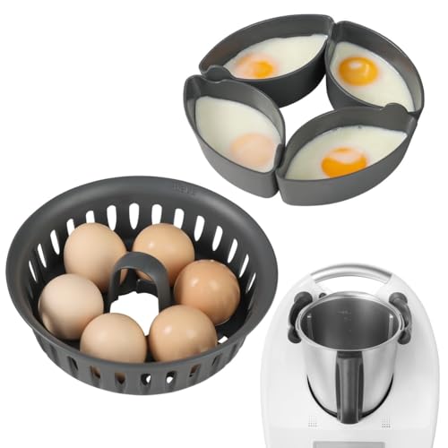 Aieve 2 in 1 Eierkocher Eierhalter Pochierer Einsatz kompatibel mit Thermomix TM5 TM6 TM31 Küchenmaschinen Zubehör für 4 pochierte Eier und 6 gekochte Eier, BPA-Frei (Ohnen Topf) von AIEVE