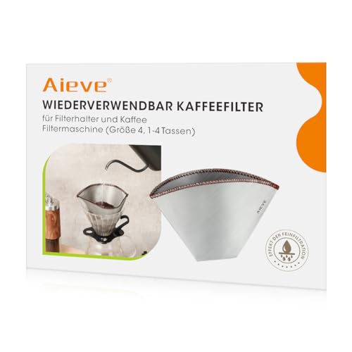 Aieve Kaffee Filter, Dauerfilter Kaffee größe 4, Wiederverwendbarer Edelstahl Kaffeefilter kompatibel mit Philips Filterkaffeemaschine(HD7546/20) für Filterhalter Kaffeemaschine (8-12 Tassen) von AIEVE