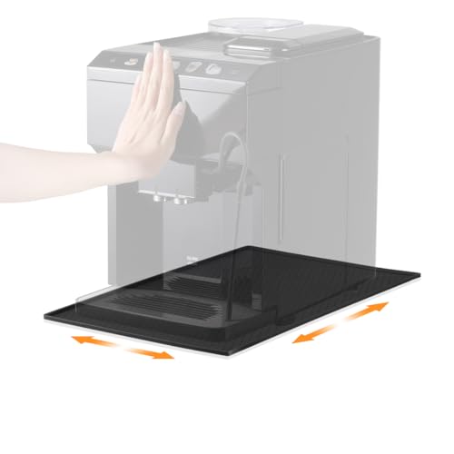 AIEVE Unterlage Silikonmatte für Kaffeemaschine Kaffeevollautomat Kaffeemühle kompatibel mit De Longhi Magnifica und Philips LatteGo usw. Anti-Rutsch 48 x 30 cm Silikonunterlage (Schwarz) von AIEVE