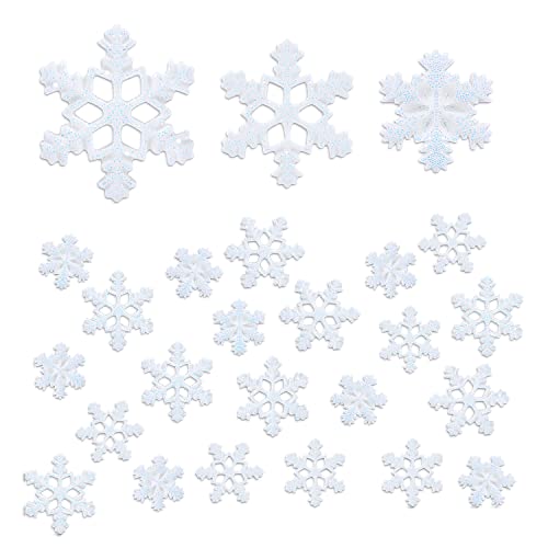 50 Stück Christmas Snowflake Ornament, Schneeflocken Deko Klein Schneeförmiges Handwerk für Heimwerken Basteln Winterpartys Heimdekoration (Weiß, 3 Größen) von AIEX