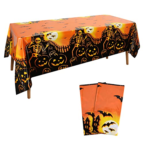AIEX 2 Stück Halloween Tischdecke, 137 x 274 cm Halloween Tablecloth wasserdichte Tischdecke Halloween Dekoration Tischdecke für Gruselige Themenpartys Heimdekoration von AIEX