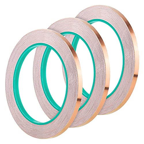 AIEX 3 Rollen 6mm Kupferfolienband Doppelseitig supraleitendes schneckenschutz Klebend conductive copper foil shielding tape für Elektrische Reparaturen Schneckenschutz Erdung von AIEX