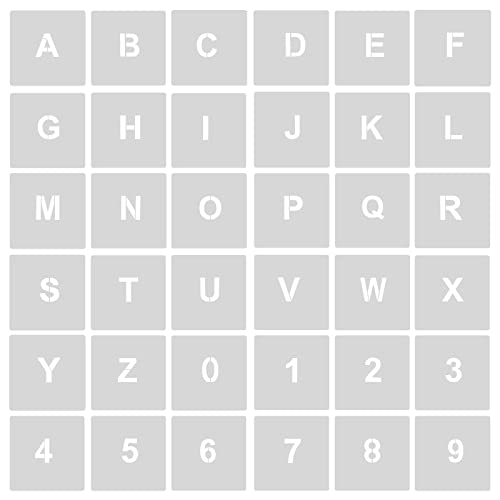 AIEX 36 Stück Schablonen Buchstaben und Zahlen, Schablonen, Buchstaben, 2,5 cm, wiederverwendbar, Alphabet, Nummern, Kunststoff-Schablonen, Buchstaben, Alphabet, für Holzschild, Kuchen, Malerei, von AIEX