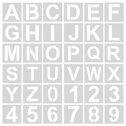 AIEX 36 Stück Schablonen Buchstaben und Zahlen, 5 cm, wiederverwendbar, Alphabet, Nummern, Modelle aus Kunststoff, Buchstaben, Alphabet, für Holzschild, Kuchen, Malerei, Dekoration AIEX 36 Stück Schablonen Buchstaben und Zahlen, 5 cm, wiederverwendbar, Alphabet, Nummern, Modelle aus Kunststoff, Buchstaben, Alphabet, für Holzschild, Kuchen, Malerei, Dekoration von AIEX