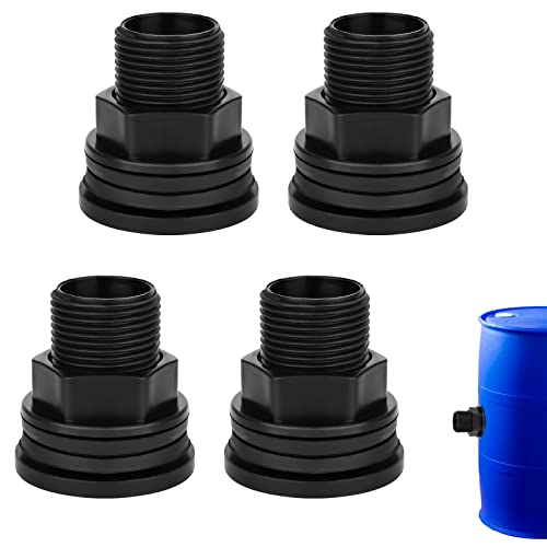 AIEX 4 Stück Bulkhead Fitting, Pvc Schottverschraubung Wassertank Anschluss für Regenfässer Wassertank Teich Aquarium (Schwarz) von AIEX