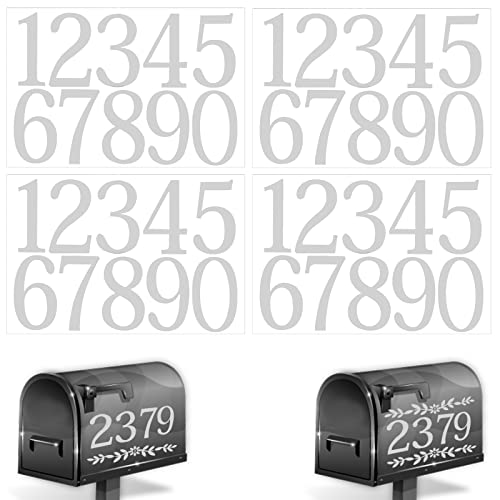 AIEX 5cm Briefkastennummern, 4 Blätter 0-9 Reflektierende Briefkasten Nummer Aufkleber mit 2 Blumen Aufkleber, Wasserdichte Briefkasten Aufkleber Hausnummer für Fenster Tür Auto (Weiß) von AIEX