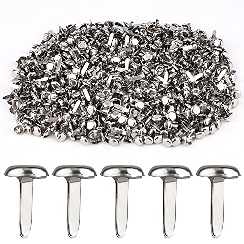 AIEX 600 Stück Metallklammern aus Papier, rund, Befestigungselemente aus Kupfer, Schlitznadeln für Bastelprojekte, Scrapbooking, Büro, 12 x 8 mm (Silber) von AIEX